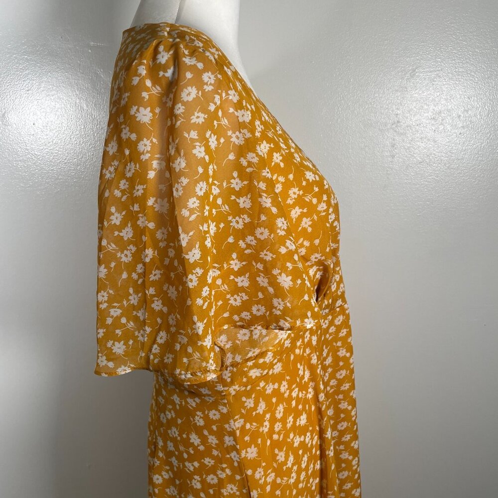 Lulus Midi Dress Women's XL Yellow Floral Print After Bloom Delight Button Front - Picture 13 of 15